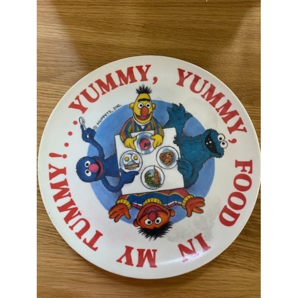 Peter Pan Sesame Street Plate Kids 8in White Good Vintage Melamine Muppets